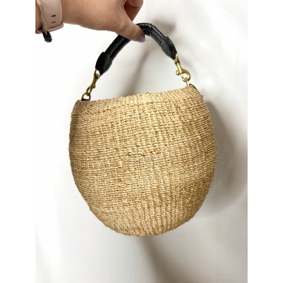 Clare V. Pot De Miel Bucket Bag One Size Beige with Black Handle - Picture 5 of 8